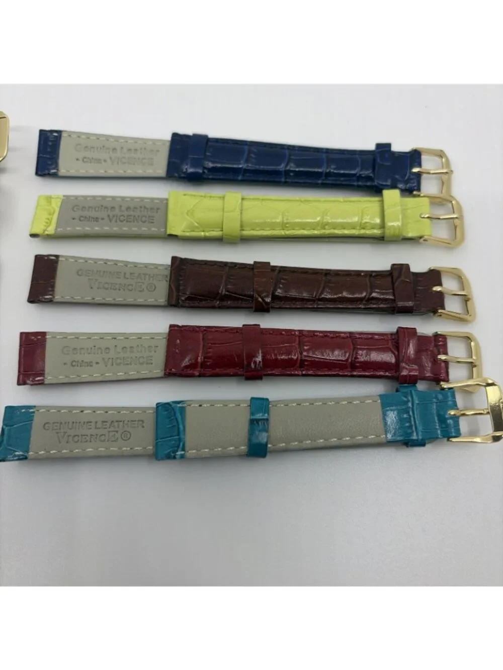 Vicence 12mm Genuine Leather Watch Bands 10pk Many Colors Crocodile Embossed